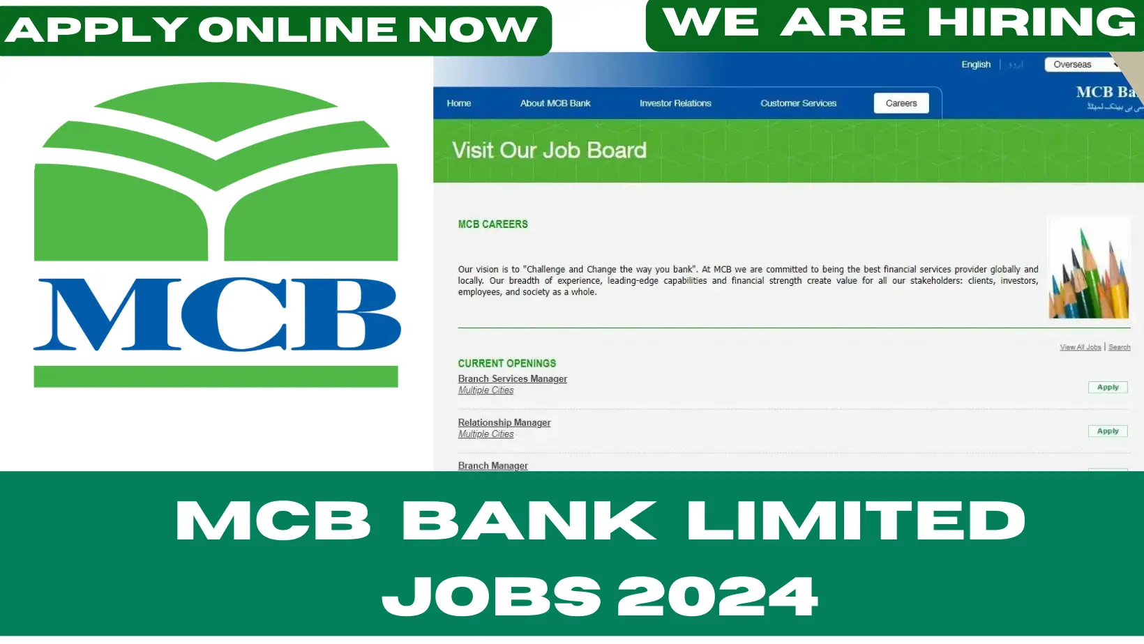 Online Apply New MCB Bank Jobs 2024